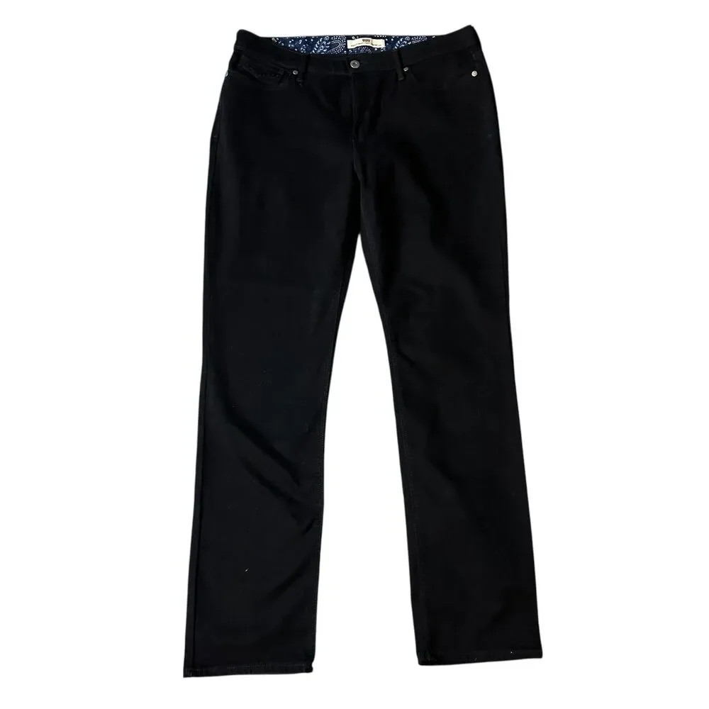 Levis's Womens Dark Black Stretchy 525‎ Perfect Waist Straight Leg Size 14M